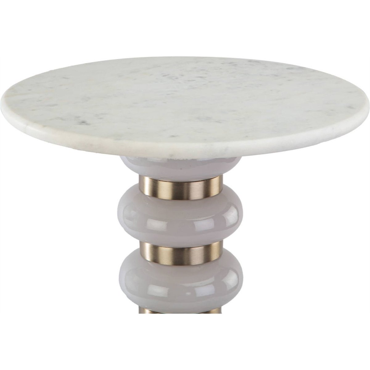 Table de bout ronde en marbre blanc et doré, RECOLLECTION