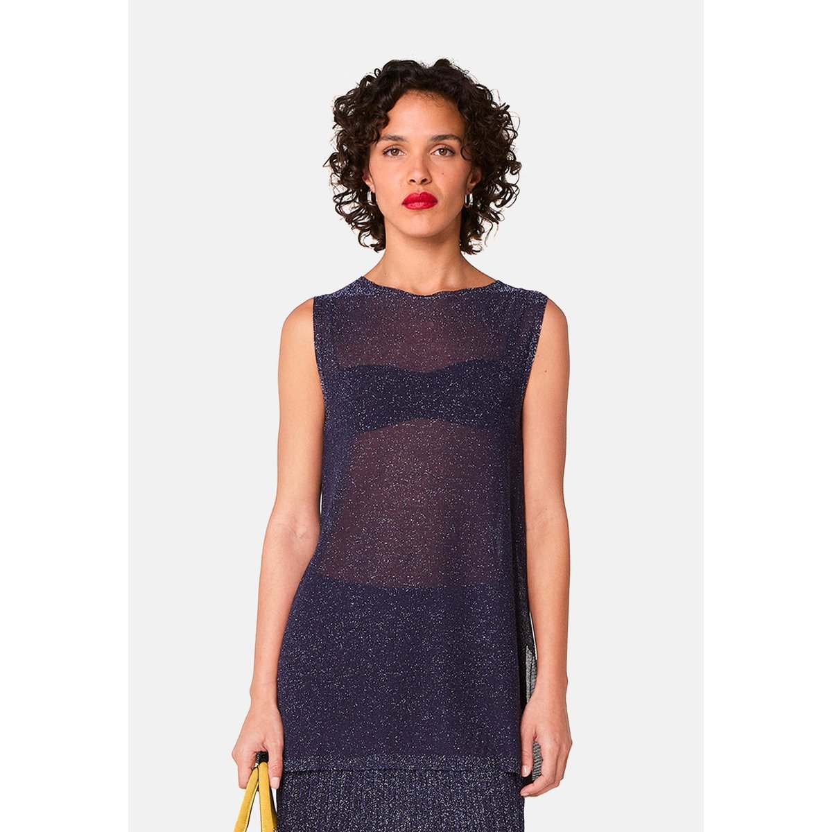 Top en maille fil textile bleu marine, RODIER