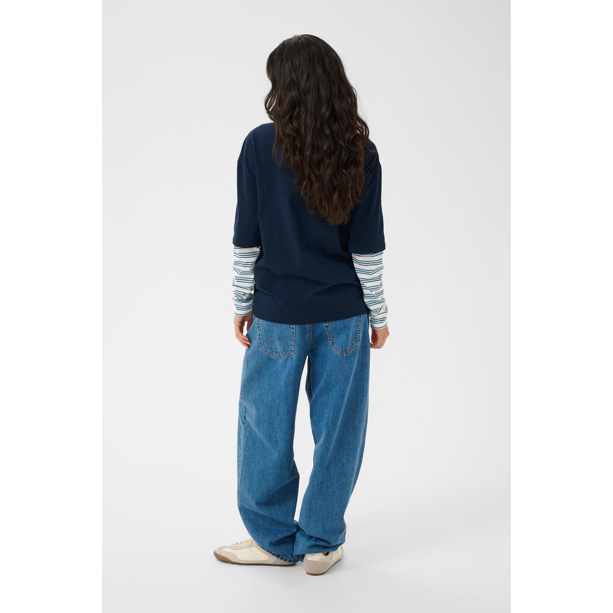 T-shirt à manches longues midnight / blue stripe, KAFFE