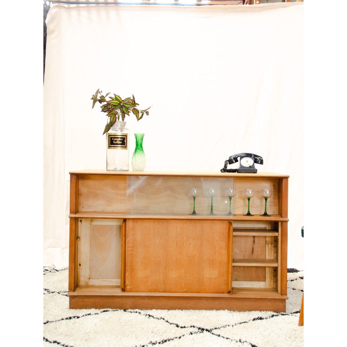 Meuble de métier comptoir en chêne Fernand N°486 - Bon état bois clair, DEBONGOUT