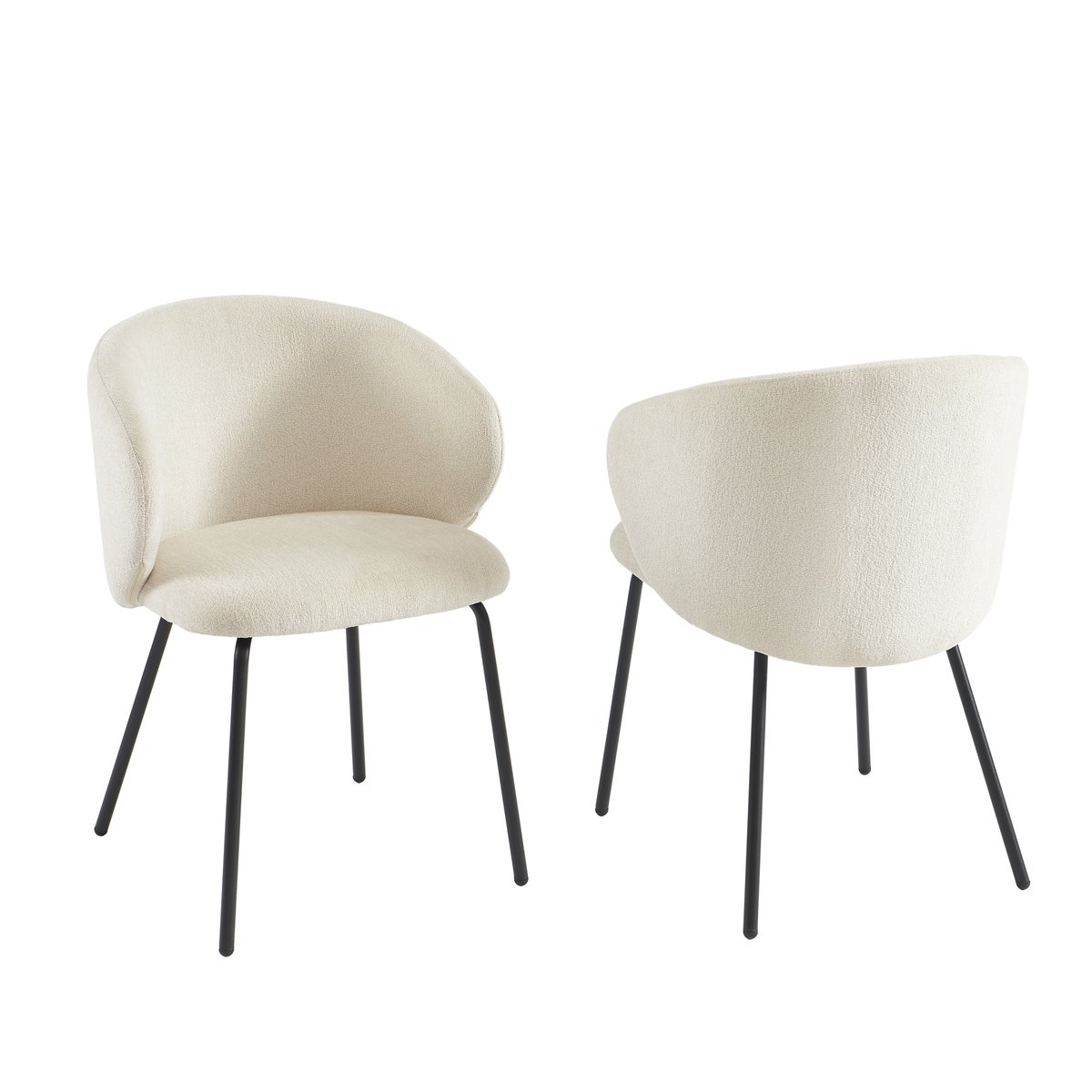 Lot de 2 chaises en tissu et acier CASSIE ecru, SORELH