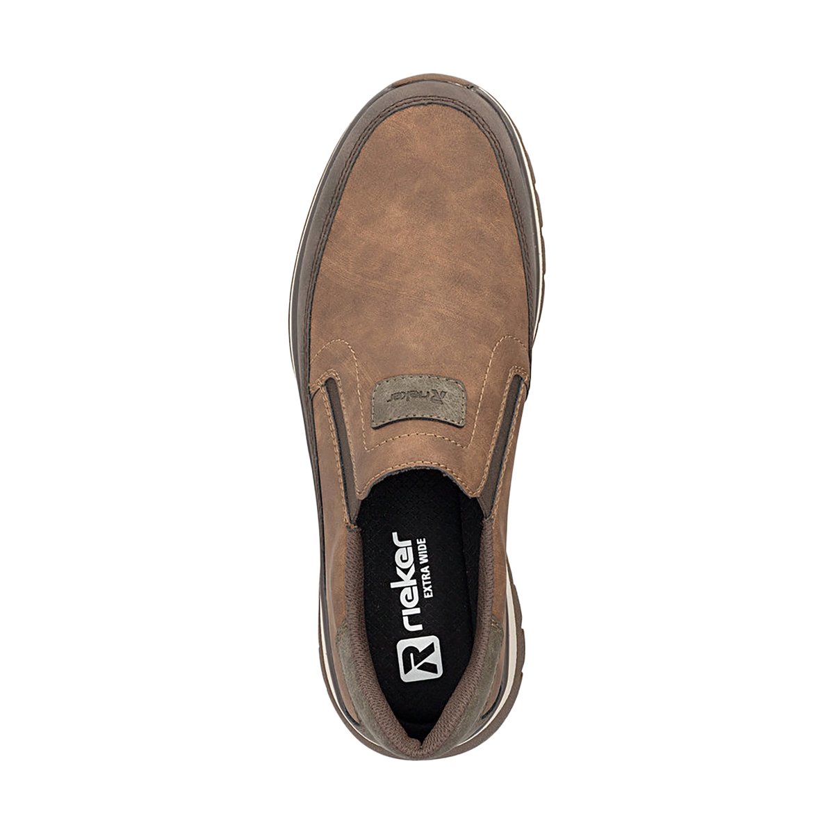 Mocassins cognac avec semelle à talon plat et soufflets élastiqués cognac, RIEKER