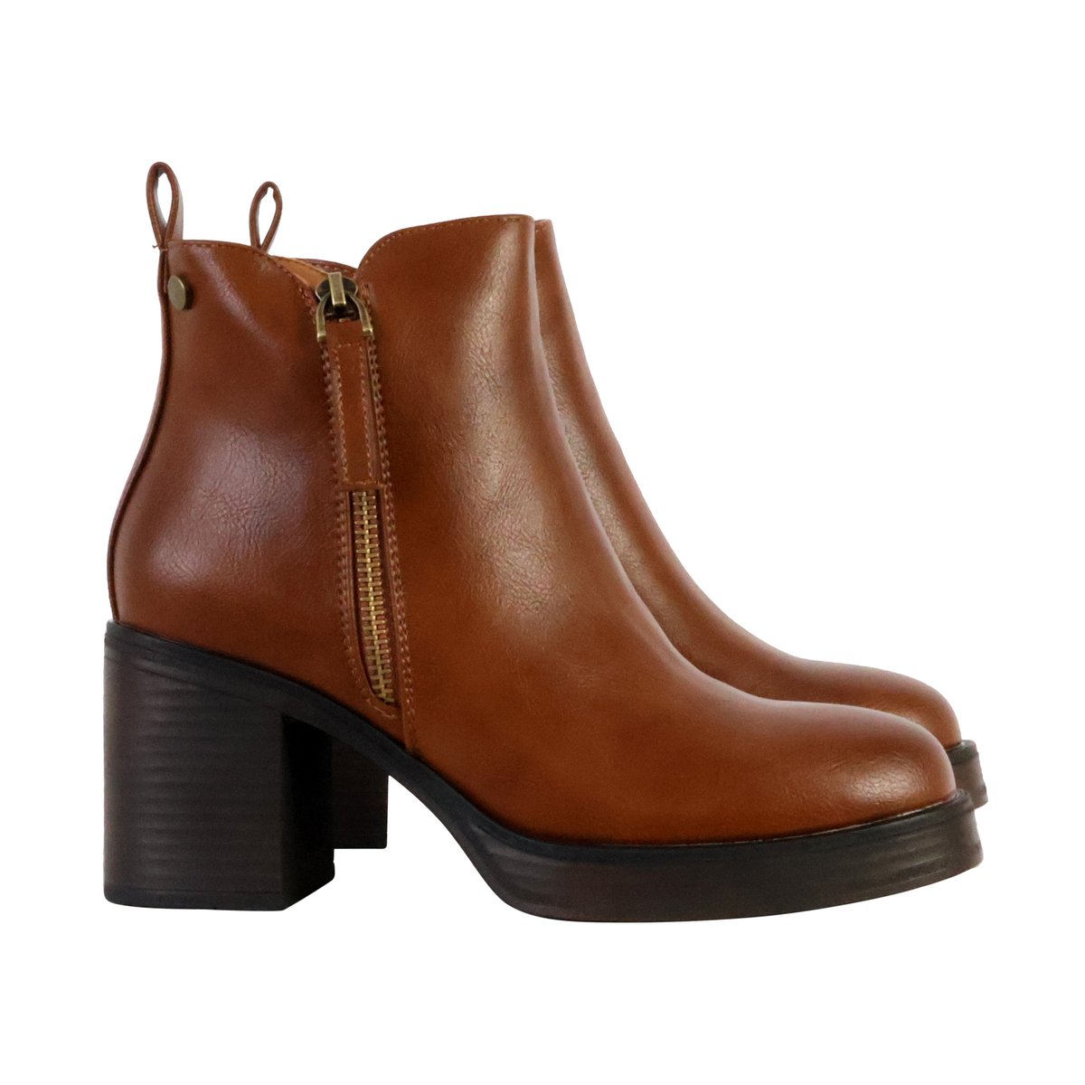 Bottines à Zip camel, THE DIVINE FACTORY