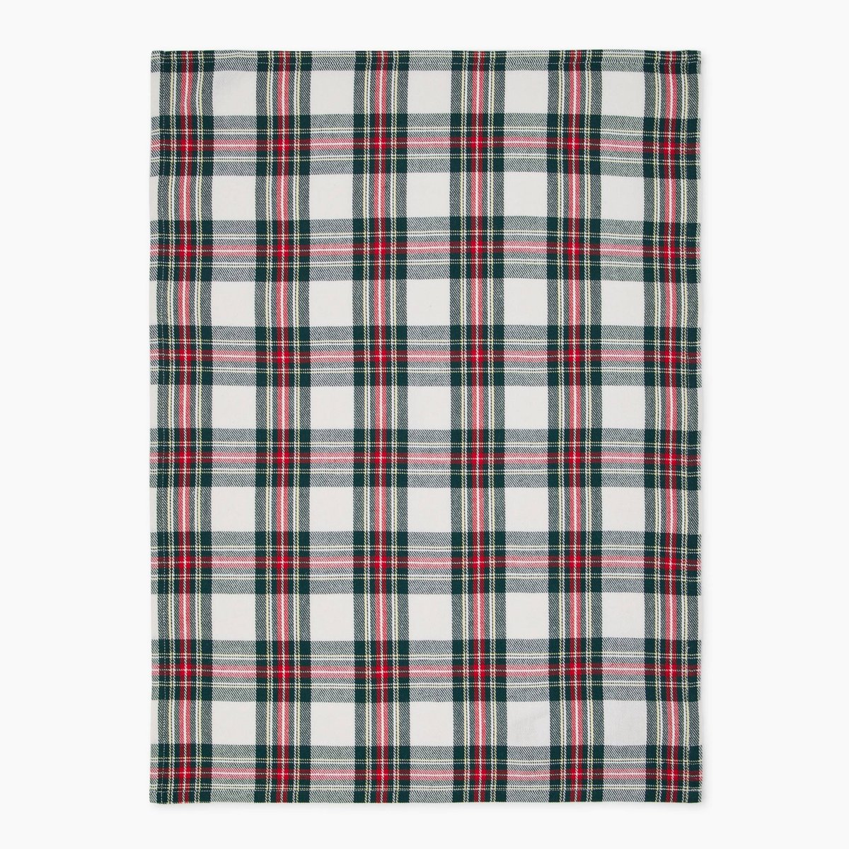 Torchon tartan tissé teint, 50x70cm, 100% coton off white, MONOPRIX