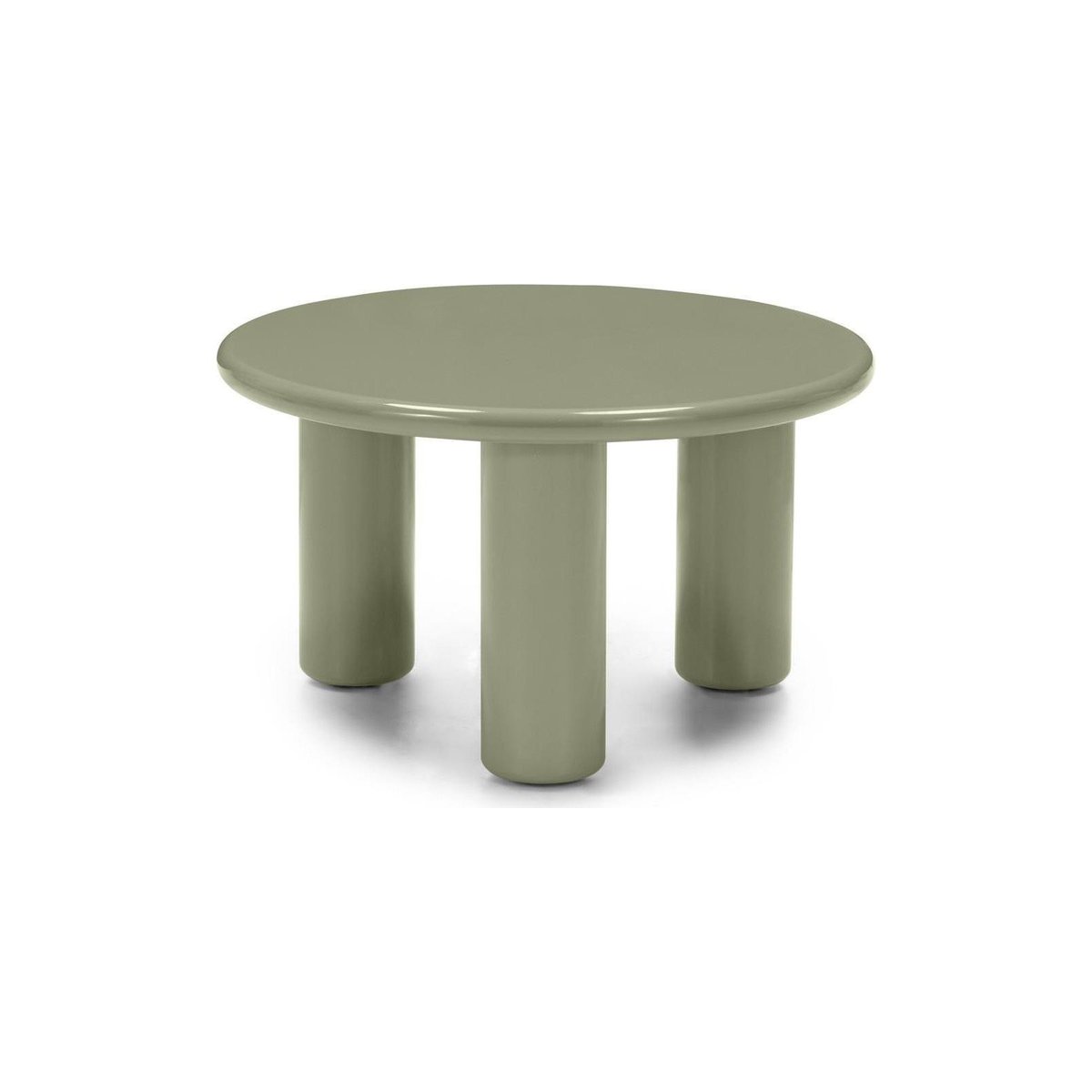 Table basse ronde collection LECREL vert olive brillant, RECOLLECTION