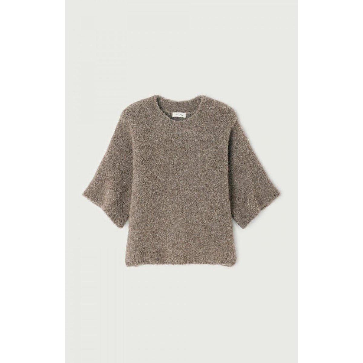 Pull ample col rond, à manches courtes, ZOLLY taupe chiné, AMERICAN VINTAGE