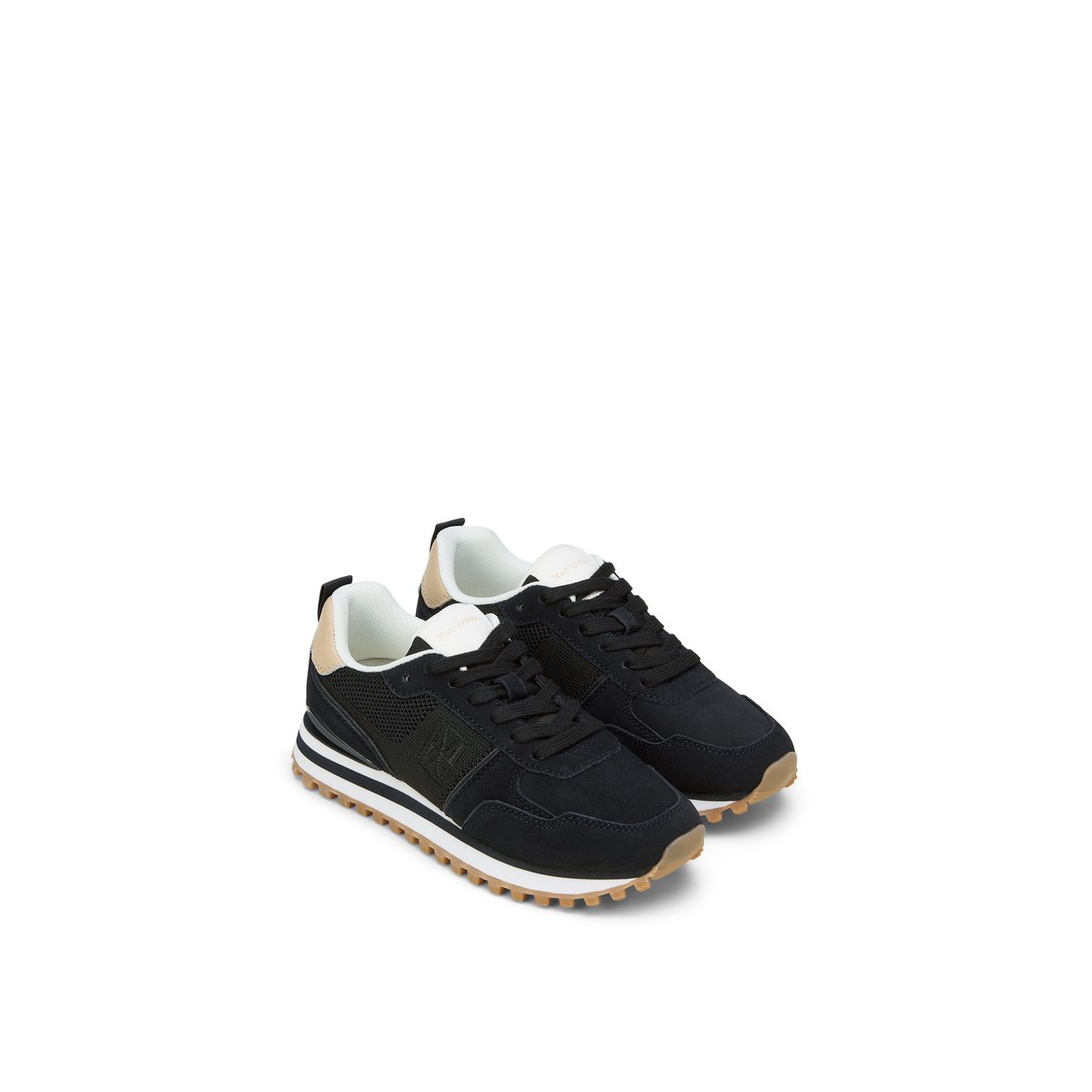Baskets Modèle Bjorna en cuir velours et mesh bleu moyen, MARC O'POLO