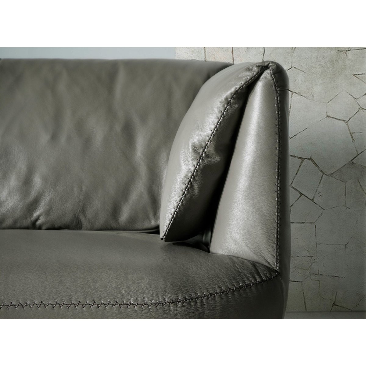 Canapé en cuir et acier gris | noir, ANGEL CERDA