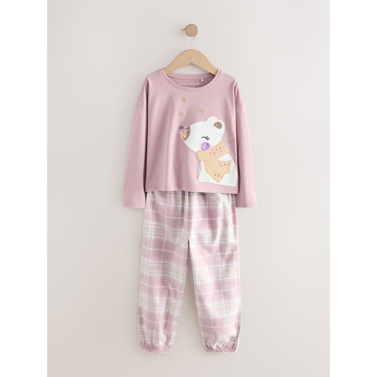 Pyjama avec bas tissé, lot de 1 ours polaire violet lilas, NEXT