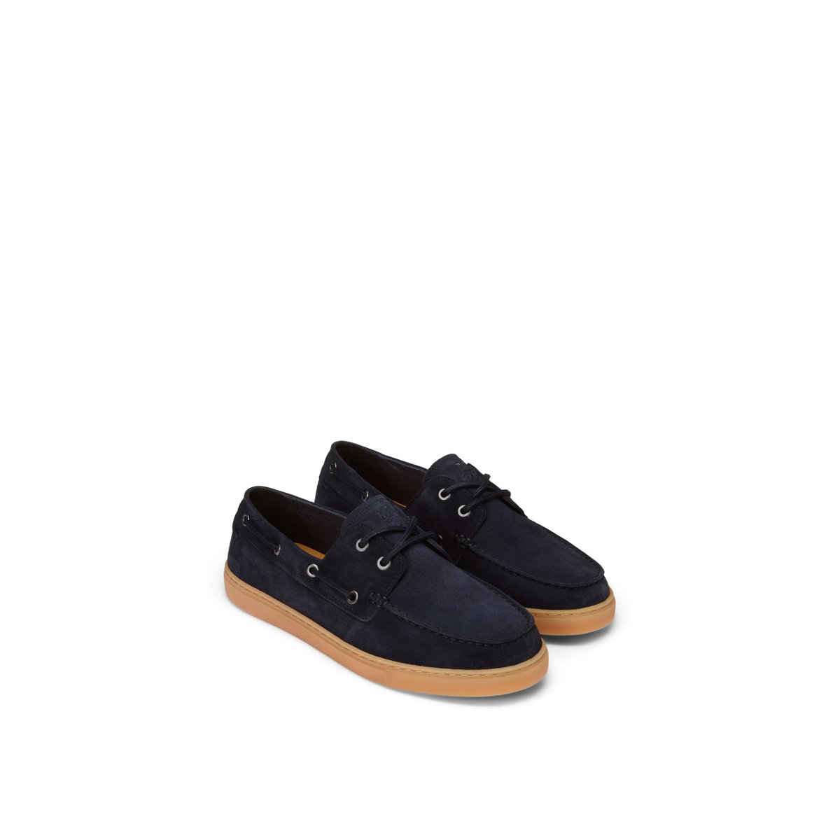 Mocassin modèle à carreaux en cuir velours bleu fonce, MARC O'POLO