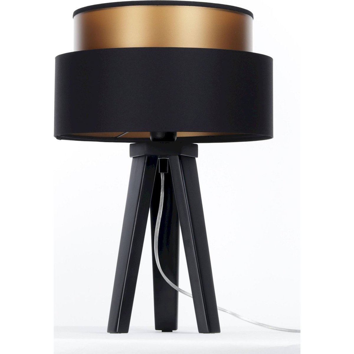 Lampe à poser ronde, DUO ELLEGANT noir satiné intérieur cuivre, BPS KONCEPT
