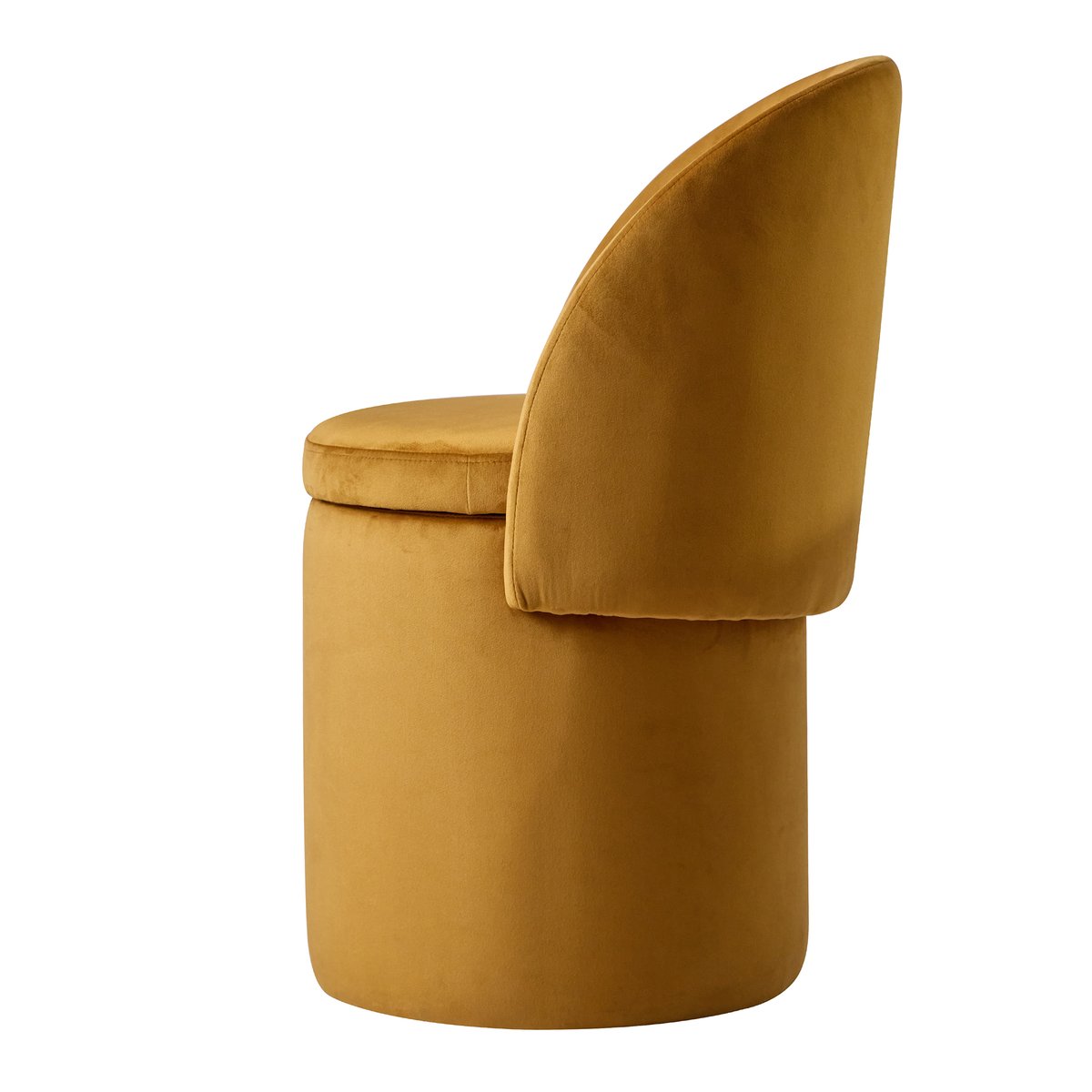 Pouf avec dossier et rangement, velours jaune moutarde, NORDLYS