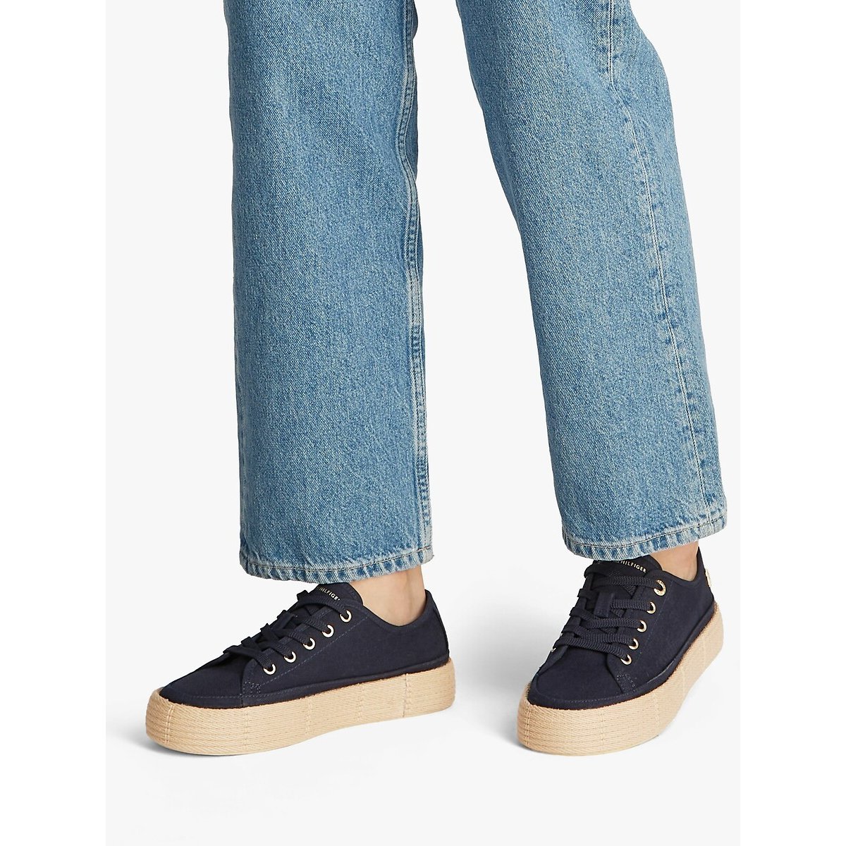 Baskets en coton bleu marine, TOMMY HILFIGER