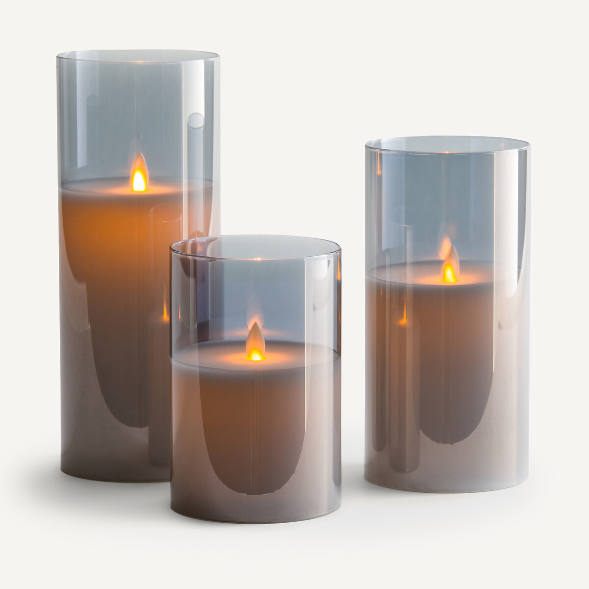 Luma 20cm High LED Candle smoked grey, AM.PM
