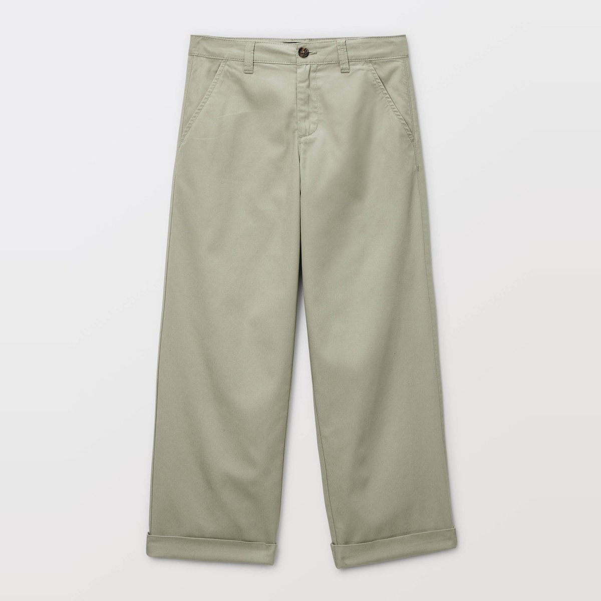 Pantalon chino droit uni en coton seagrass, MONOPRIX