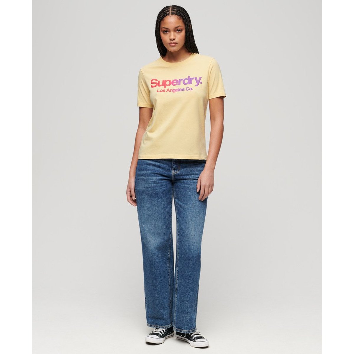 T-shirt ton sur ton Rainbow Core jaune usé, SUPERDRY