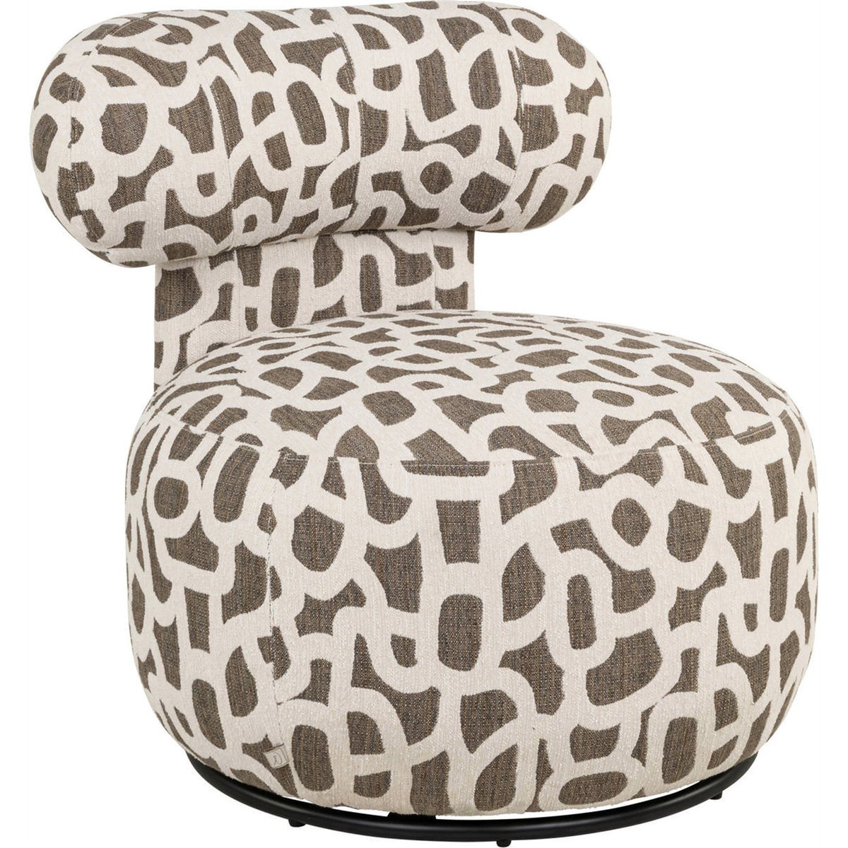 Fauteuil lounge à motif tissé brun tissé et beige, RECOLLECTION