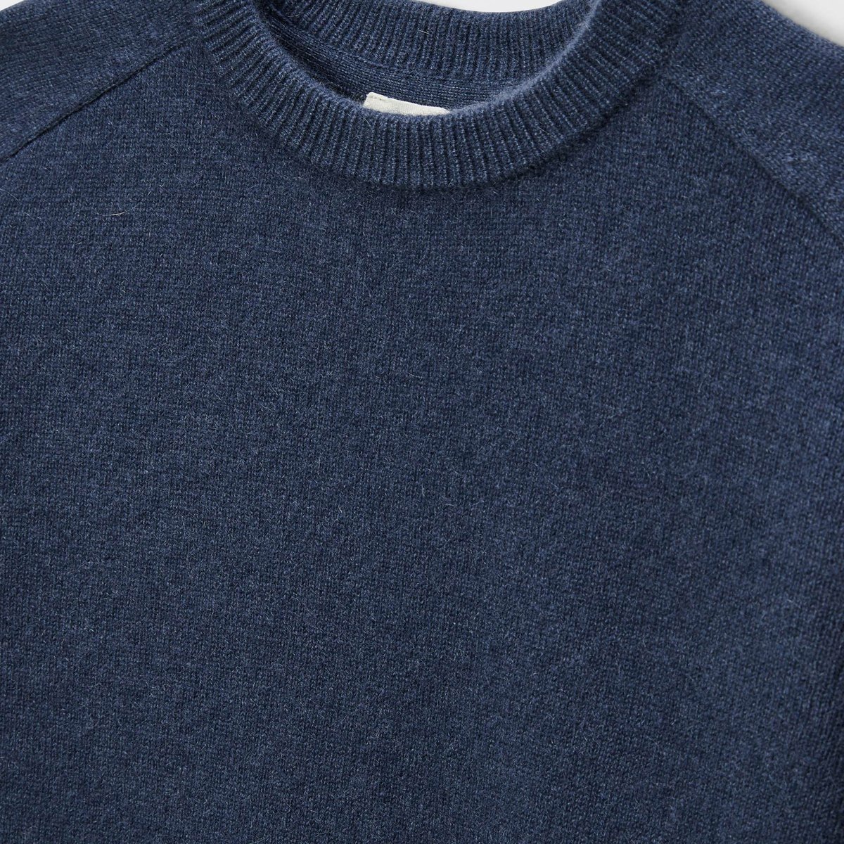 Pull uni col rond en 100% cachemire mer, MONOPRIX