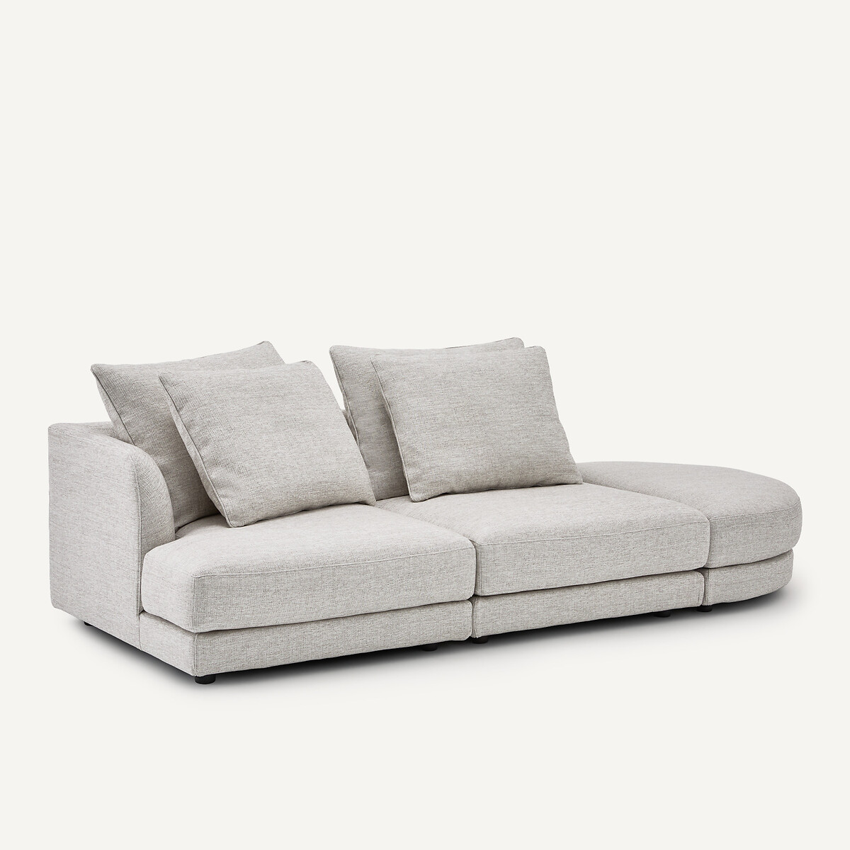 Demi-canapé gauche, modulable en toile jaspée, TIBERIO gris/blanc, AM.PM
