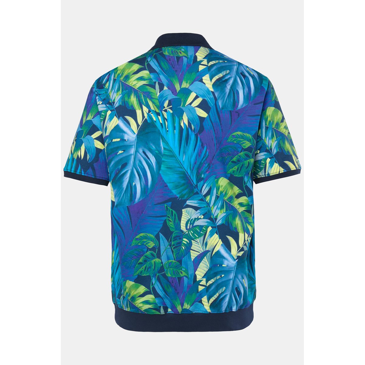 Polo en piqué motif feuilles bleu marine, JP1880