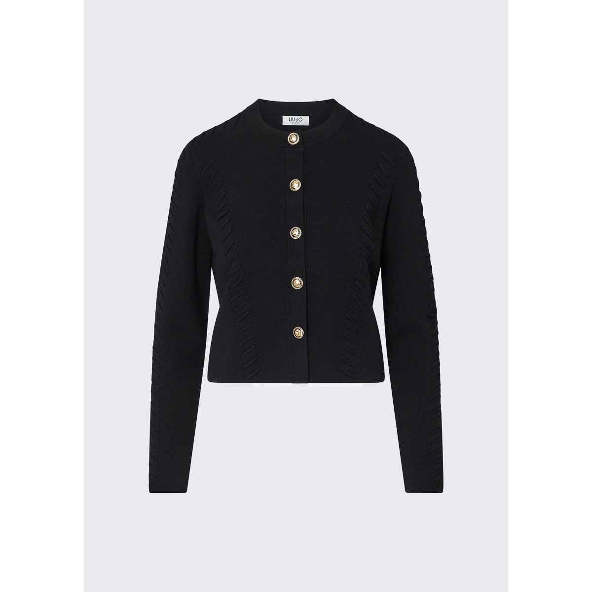 Cardigan avec détails tressés noir, LIU JO