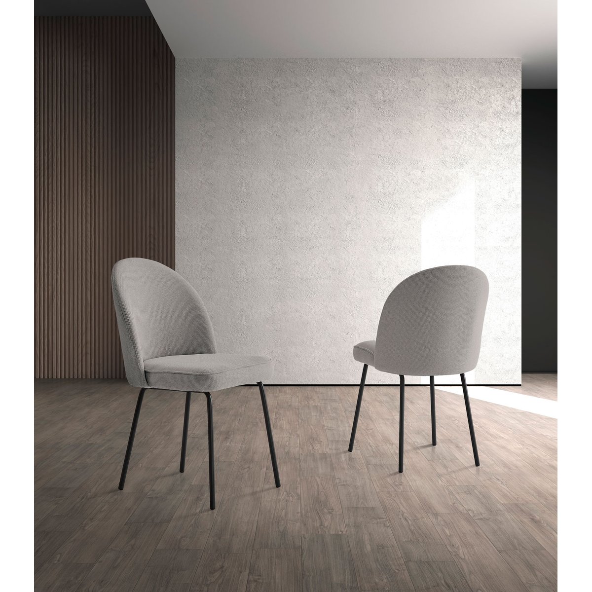 Lot de 2 chaises tissu et métal, CANDEM gris, HISPANOHOGAR
