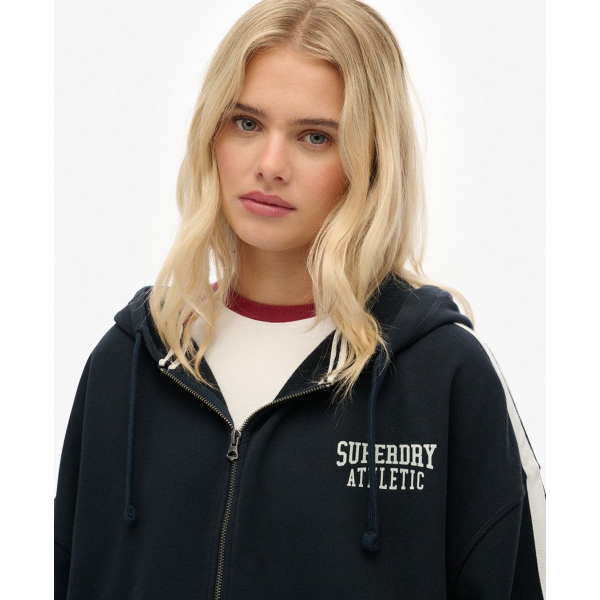 Sweat à capuche zippé décontracté Athletic Essentials bleu marine éclipse, SUPERDRY