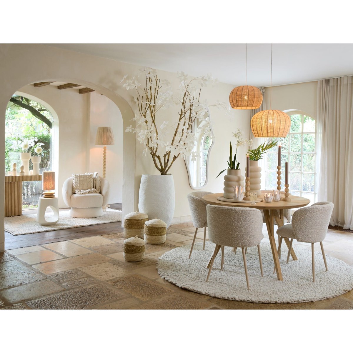 Lampe Suspendue Matériel végétal RAFAELLA naturel, LIGHT & LIVING