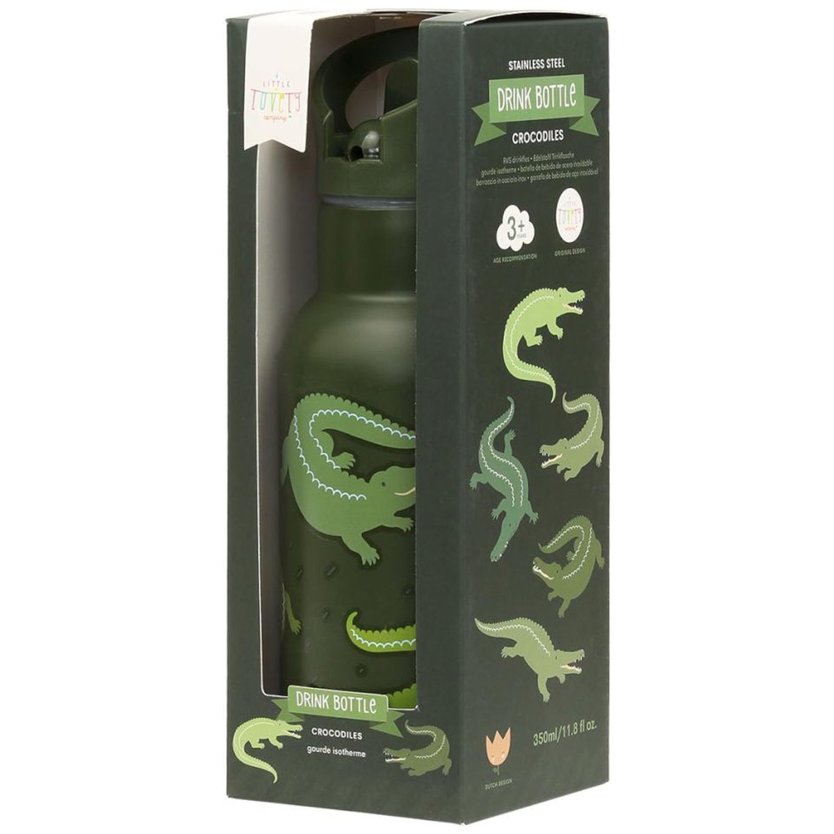 Gourde isotherme Crocodiles vert, A LITTLE LOVELY COMPANY