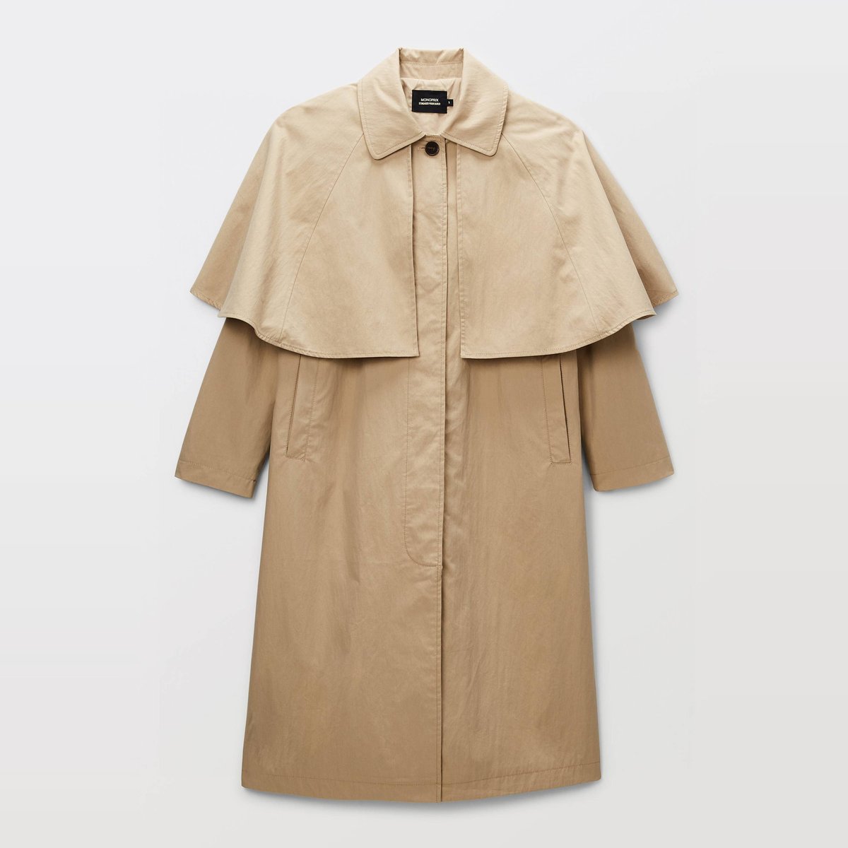 long déperlant avec col amovible contenant du coton trench, MONOPRIX