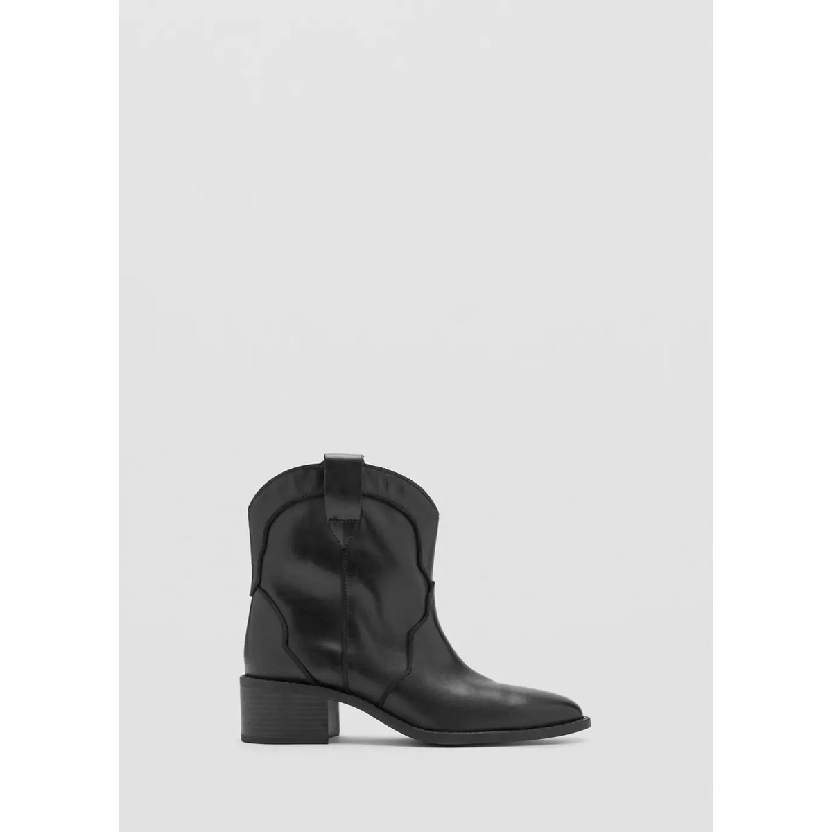Bottines cuir cowboy noir, MANGO TEEN