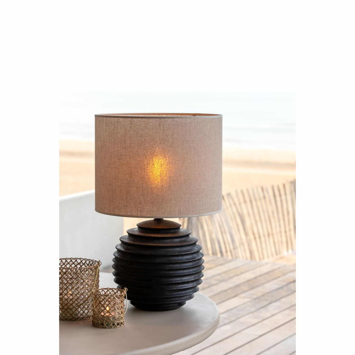Abat-Jour Textiles BRESKA blanc nacré, LIGHT & LIVING 