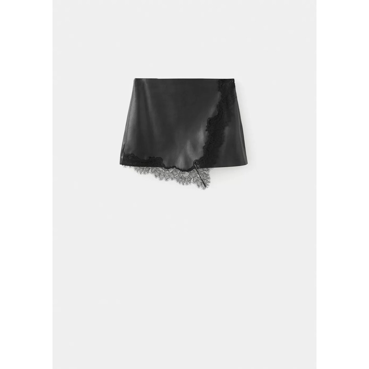 Jupe short cuir synthétique noir, MANGO