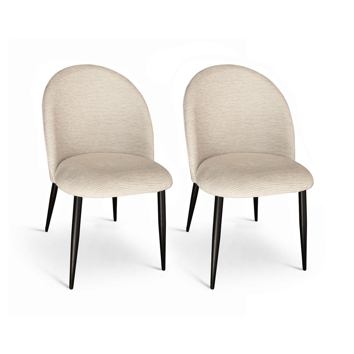Lot de 2 chaises de table pied métal et tissu, LEONIE ecru, NOW'S HOME