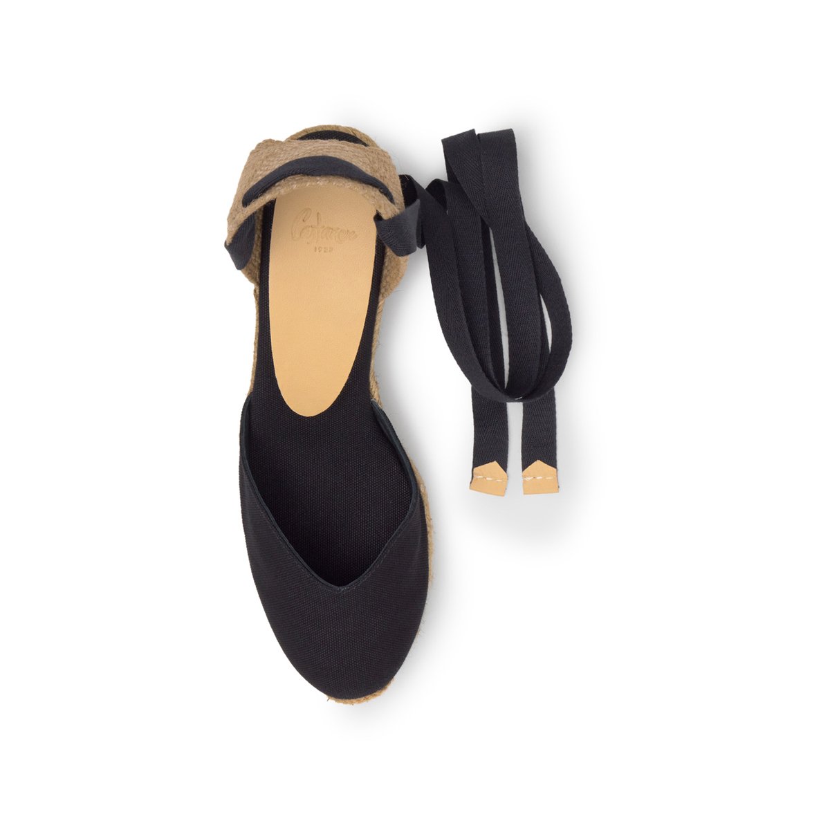 Espadrilles compensées en jute tressée à découpe en V CHIARA PLATFORM noir, CASTANER