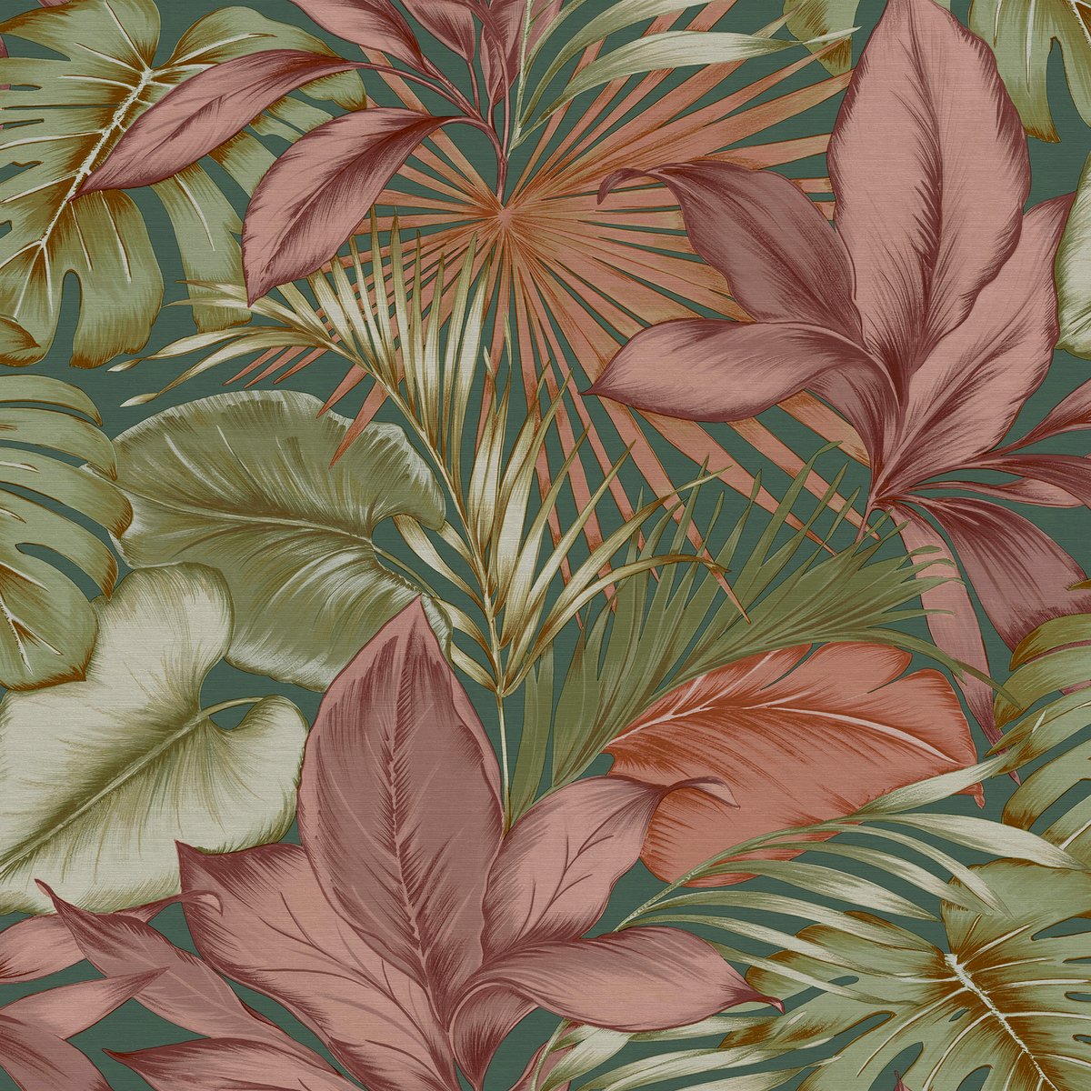 Papier peint feuilles eucalyptus Indra multicolore sur fond vert, SUPERFRESCO EASY