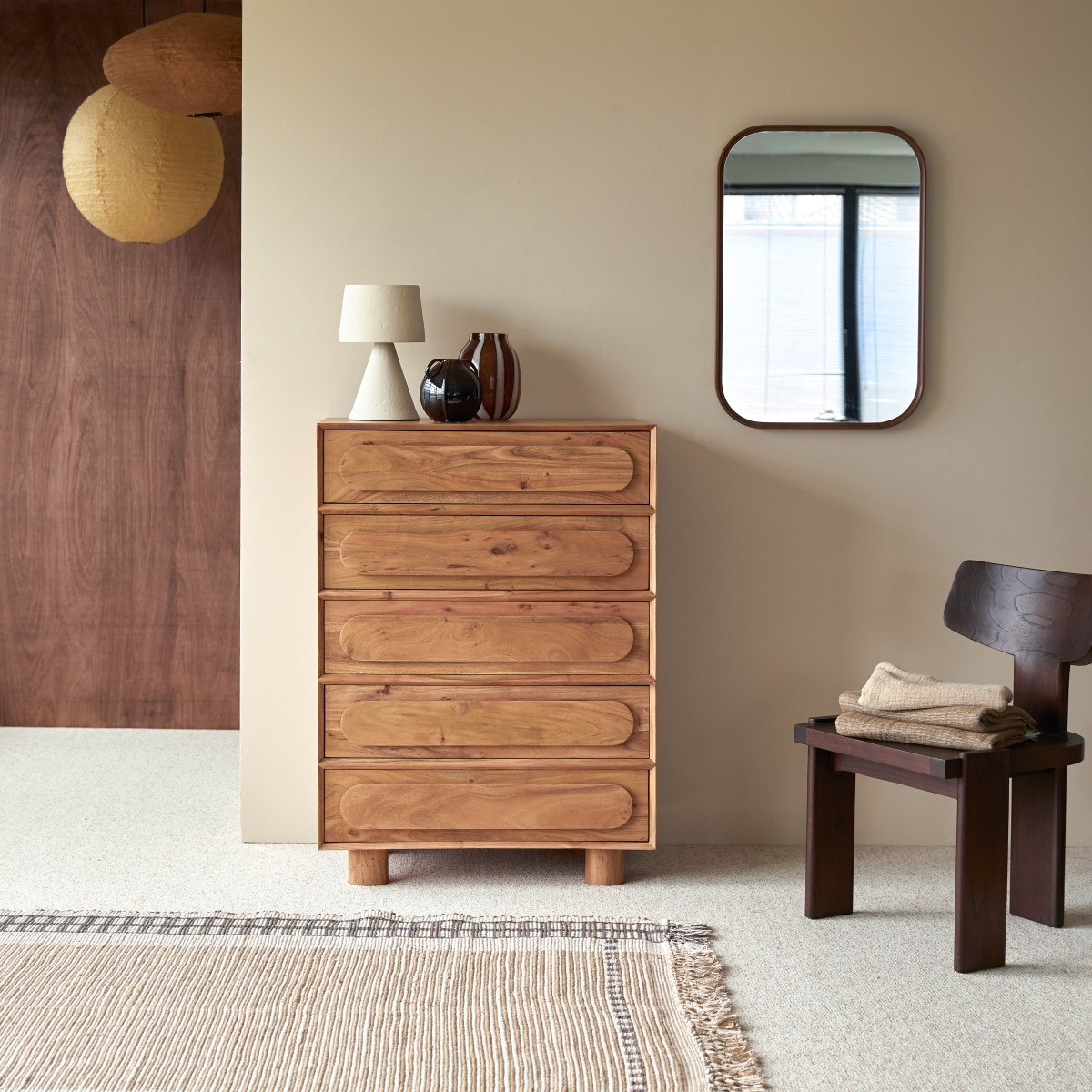 Chiffonnier en Acacia massif, OLGA naturel, TIKAMOON