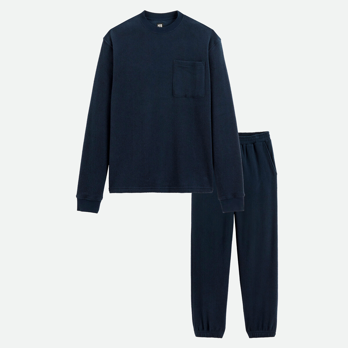 Pyjama en éponge coton gratté bleu marine, LA REDOUTE COLLECTIONS