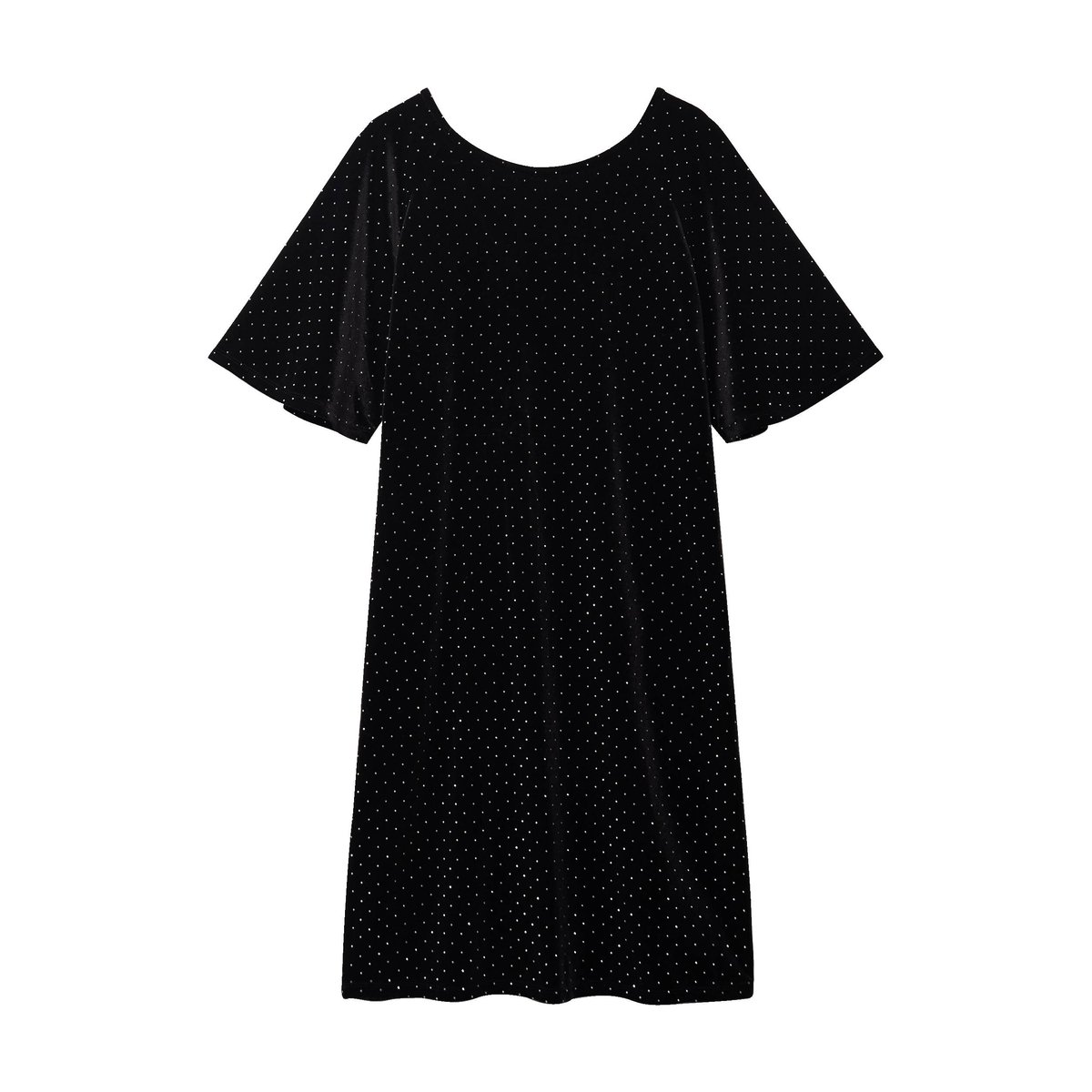 Robe droite courte manches coudes noir, BREAL