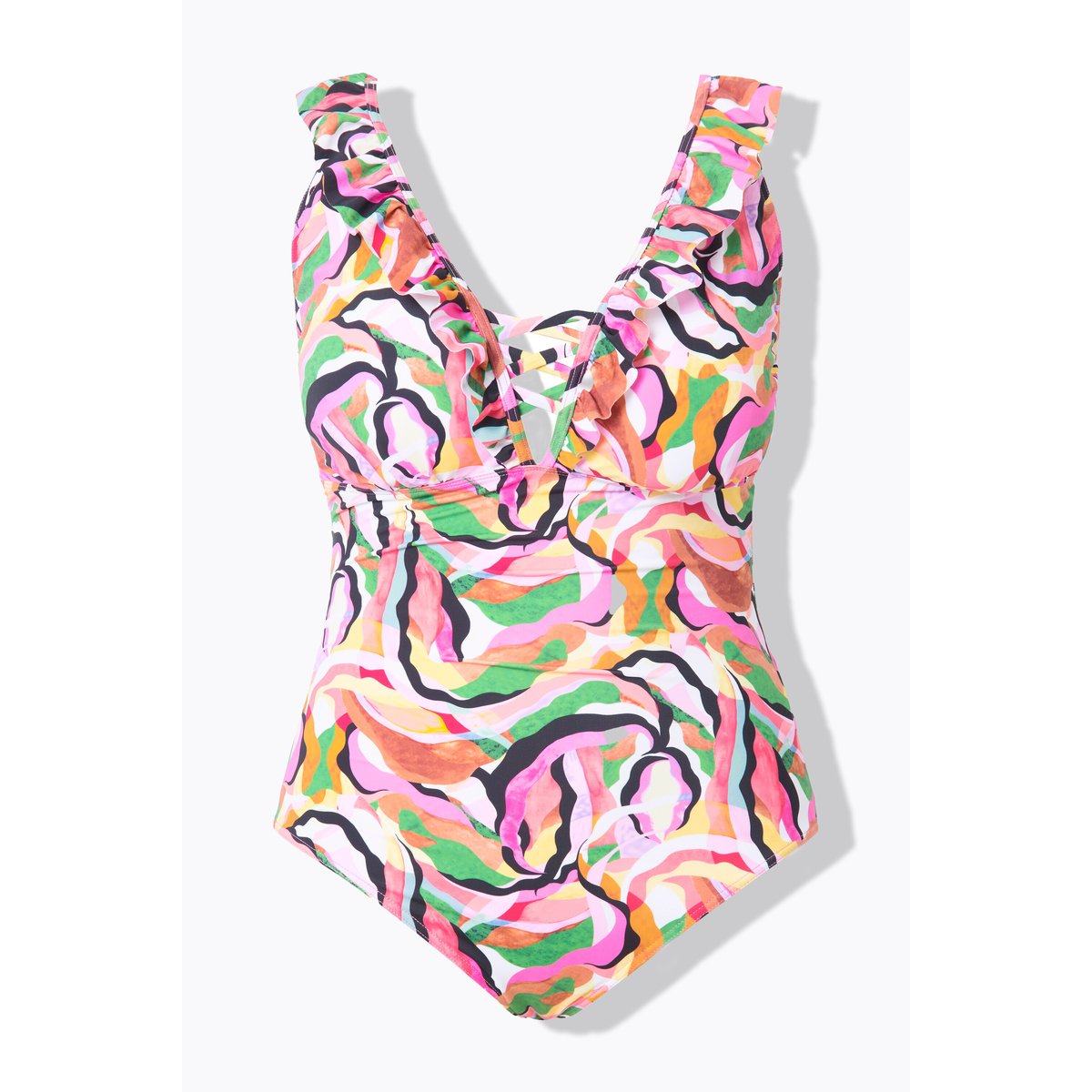 Maillot de bain à bonnets souples, ruchés blanc perle, STUDIO UNTOLD