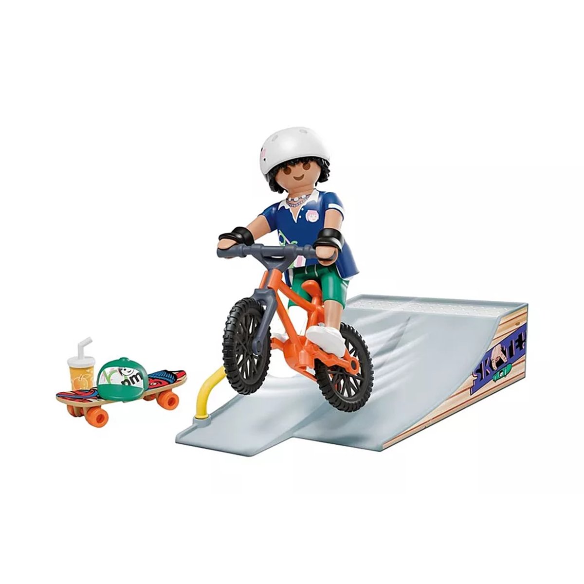 Rider avec rampe, skate et BMX multicolore, PLAYMOBIL