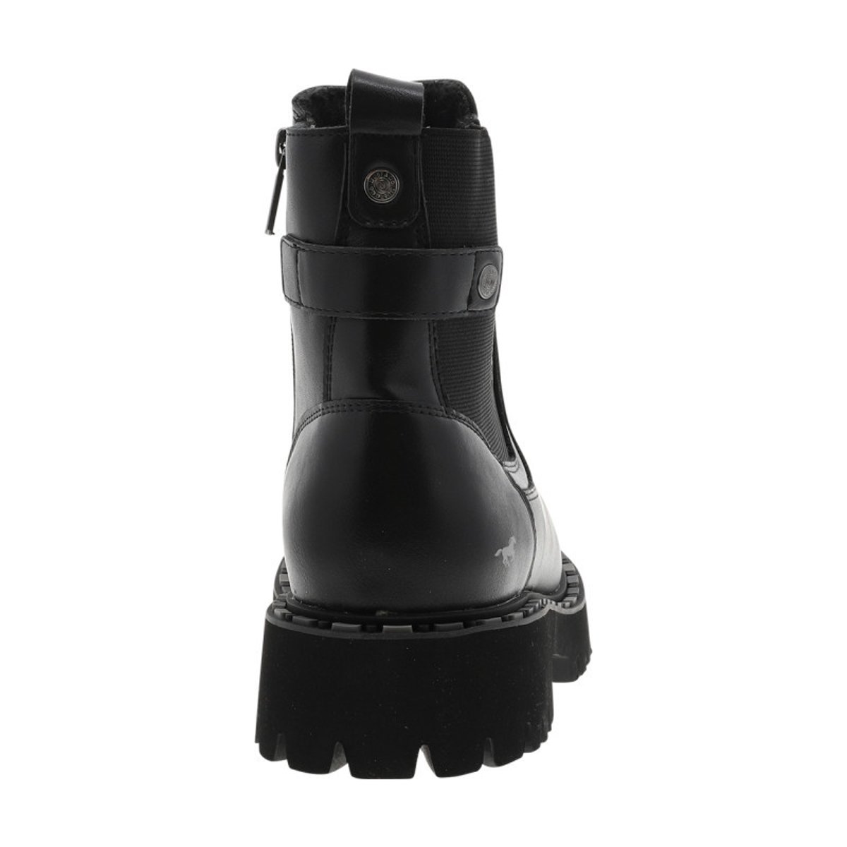 Bottines noires à talon décroché bas avec un zip et un soufflet élastiqué noires, MUSTANG