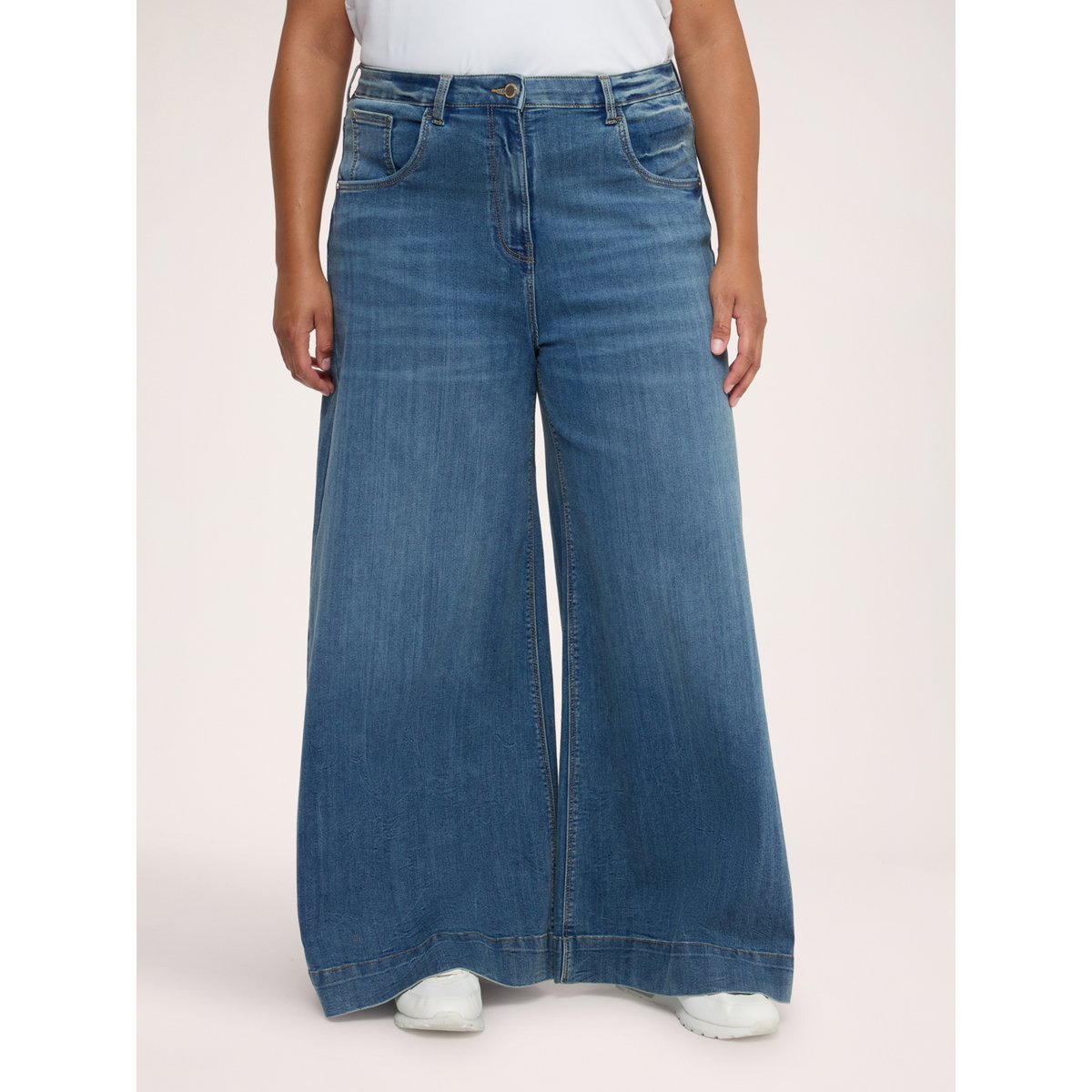 Jean Wide Leg délavage used bleu, FIORELLA RUBINO