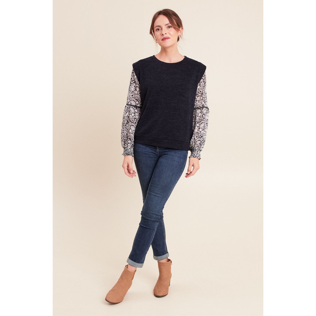 Pull col rond manches longues bleu, BREAL