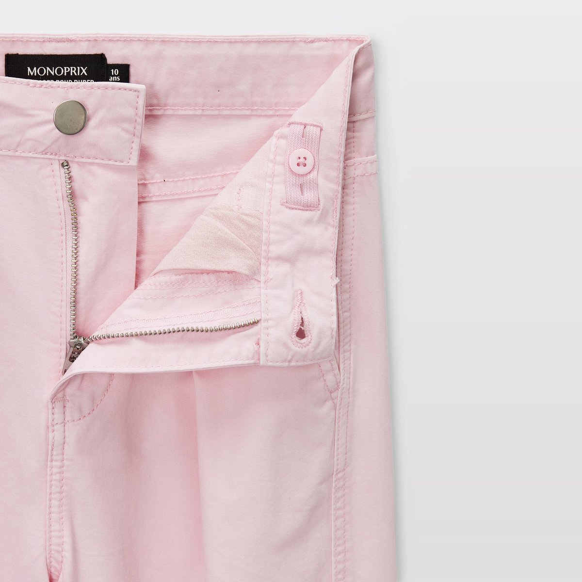 Pantalon uni à pinces en coton bouquet, MONOPRIX
