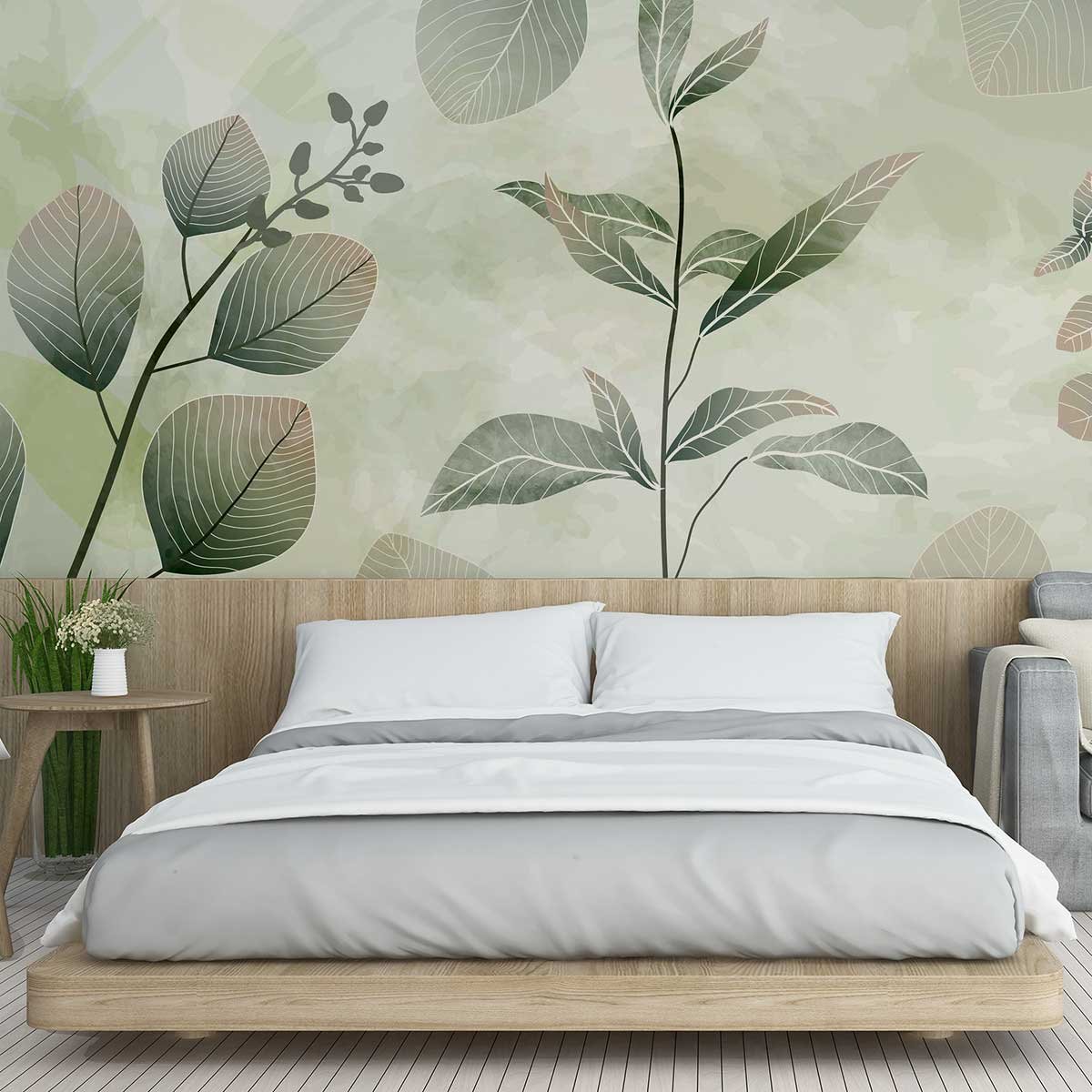 Papier peint panoramique Brume d’eucalyptus intissé, HEXOA