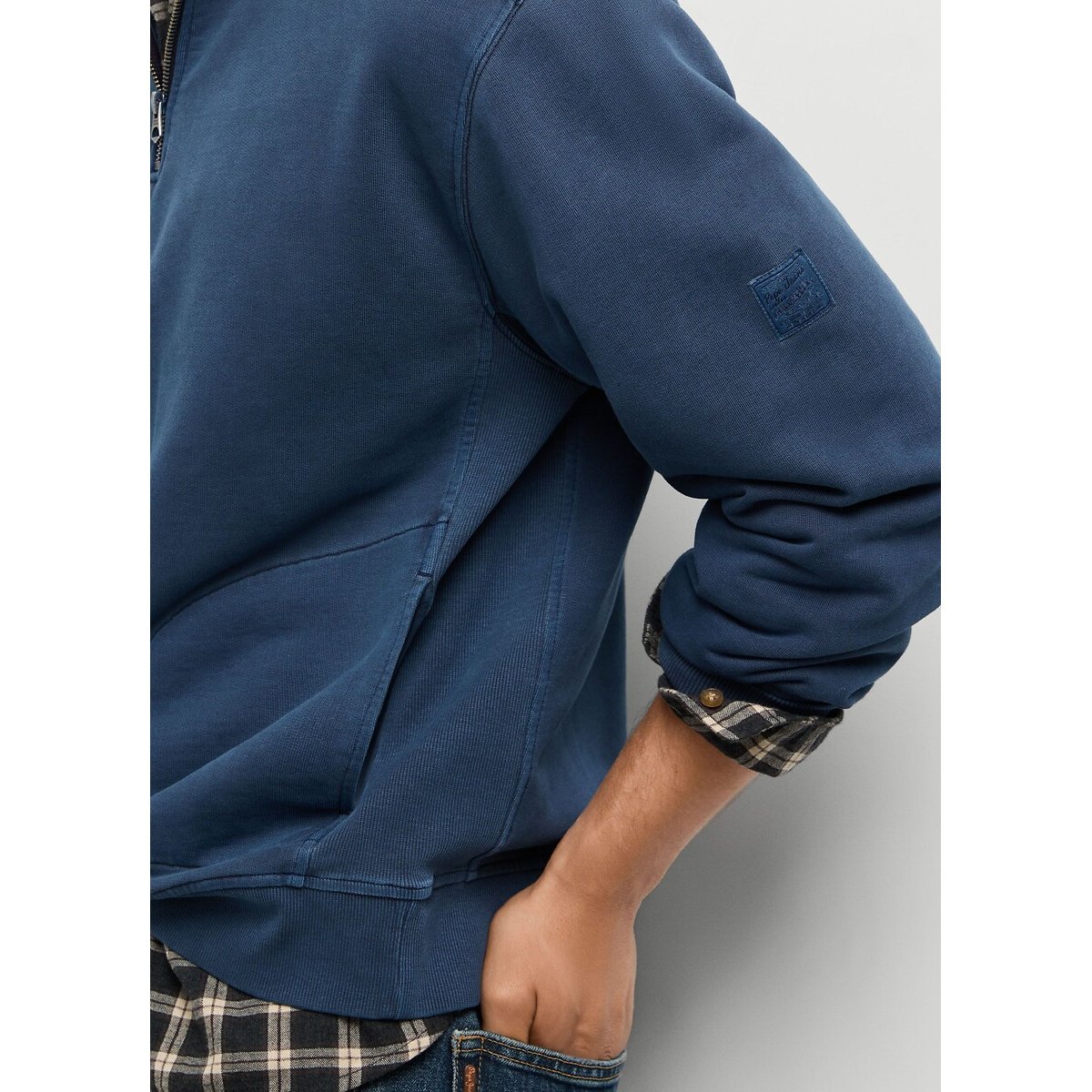 Sudadera con cremallera y cuello alto azul , PEPE JEANS