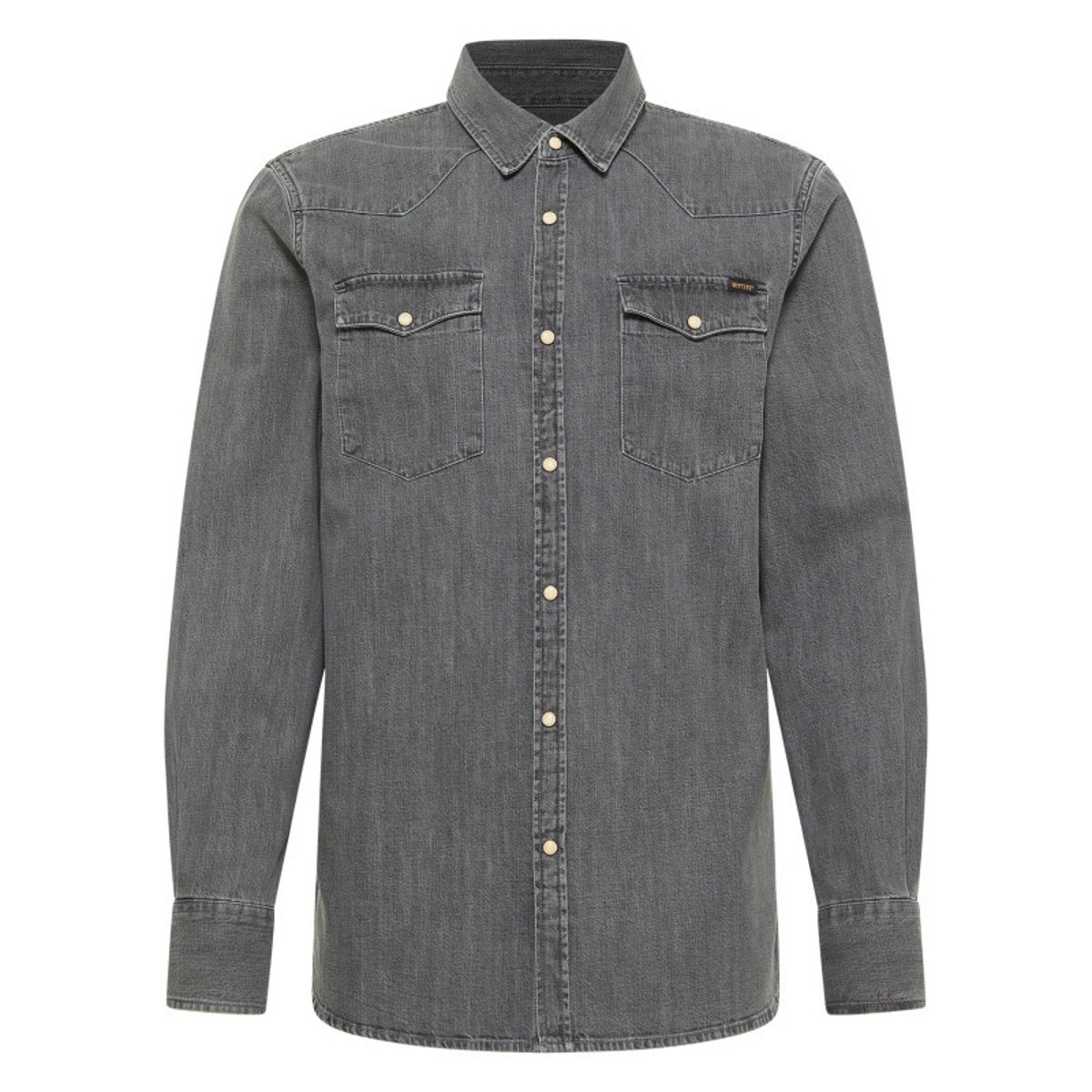 Chemise en coton anthracite avec un col chemise et poches sur la poitrine anthracite, MUSTANG