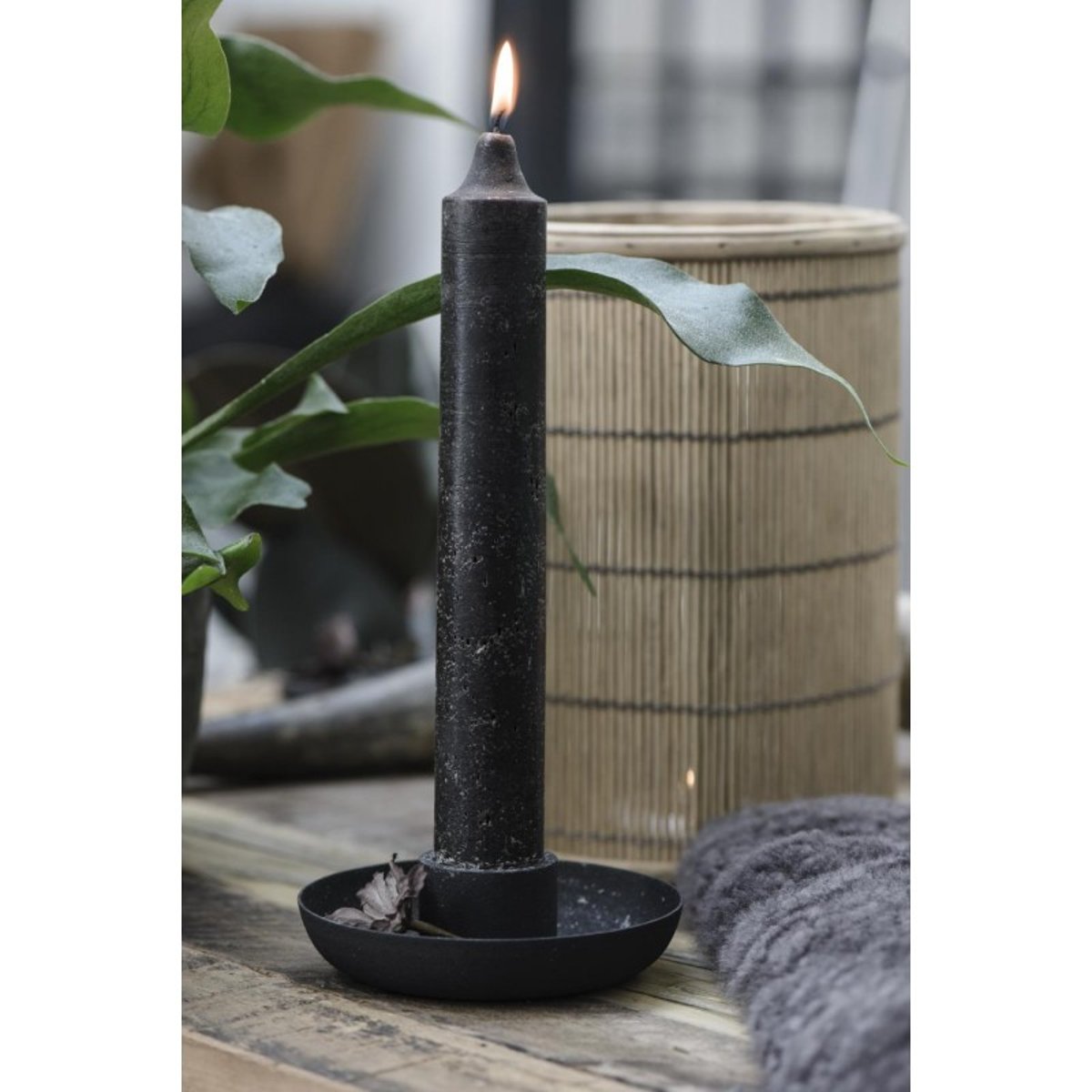 Bougie rustique combustion longue noir, IB LAURSEN