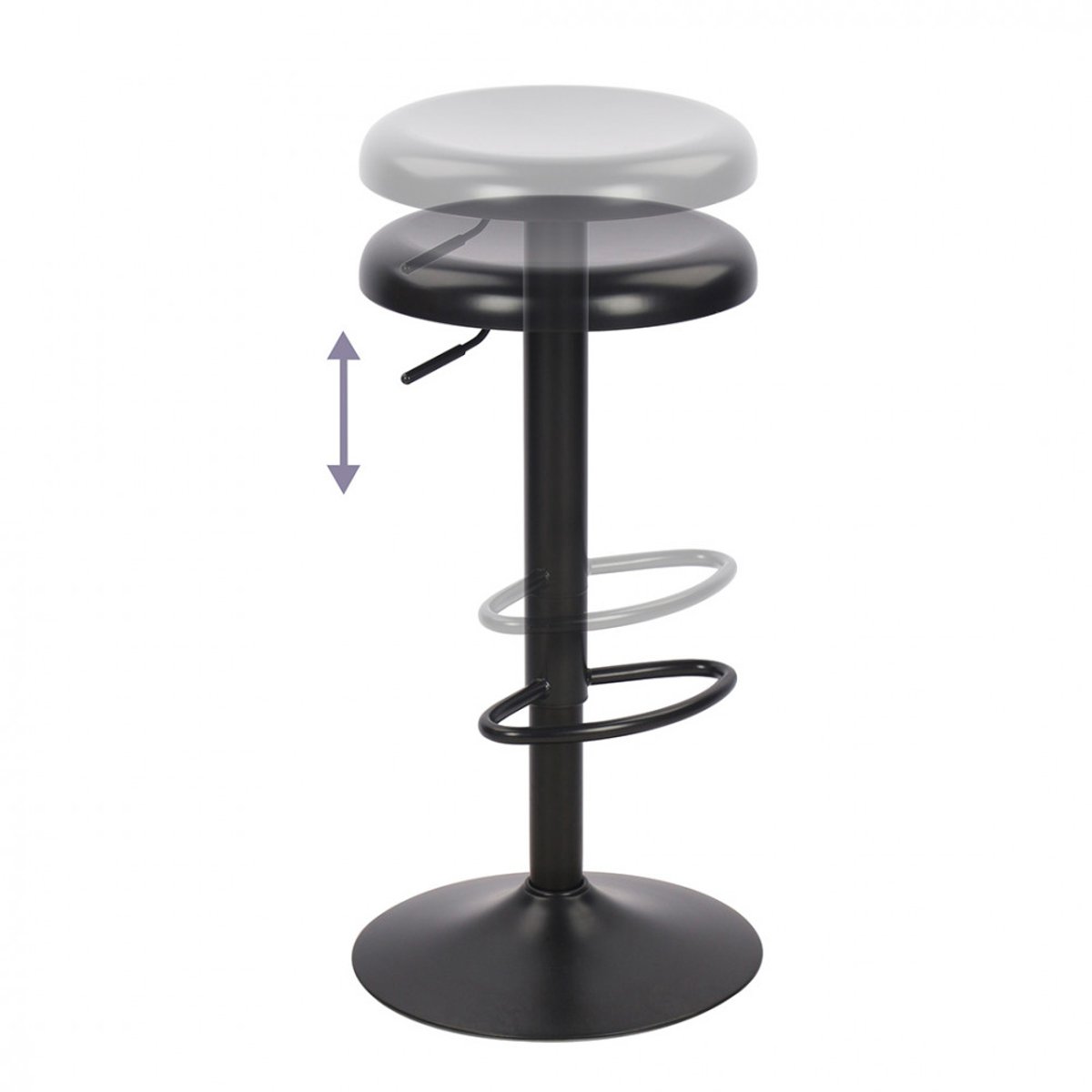 Tabouret de bar réglable en métal H60-81cm- POP noir, DRAWER
